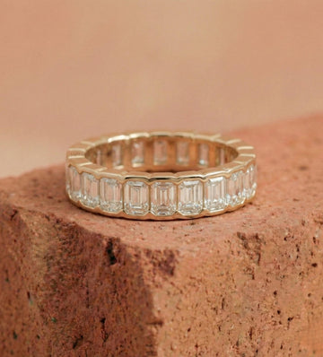 Emerald Cut Lab Grown Diamond Bezel Set Band