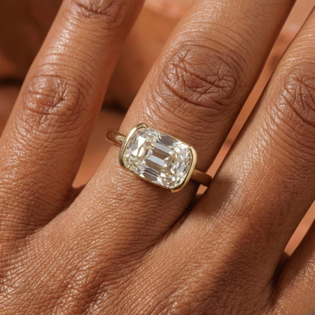 Old Mine Cushion Cut Lab Grown Diamond Engagement Ring