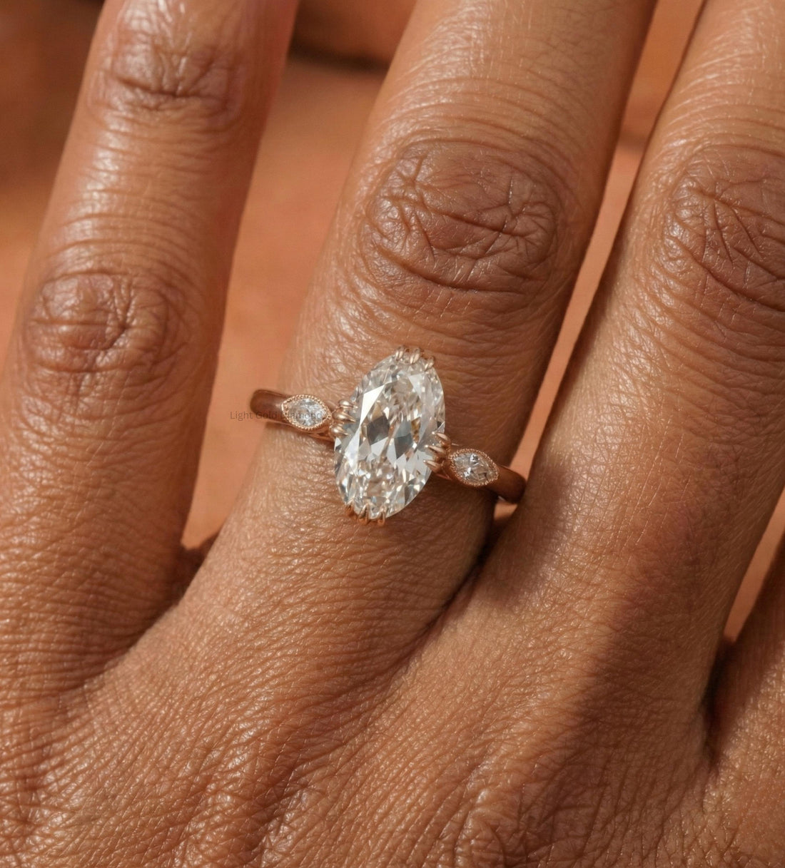 Old Mine Moval Cut Lab Grown Diamond Ring
