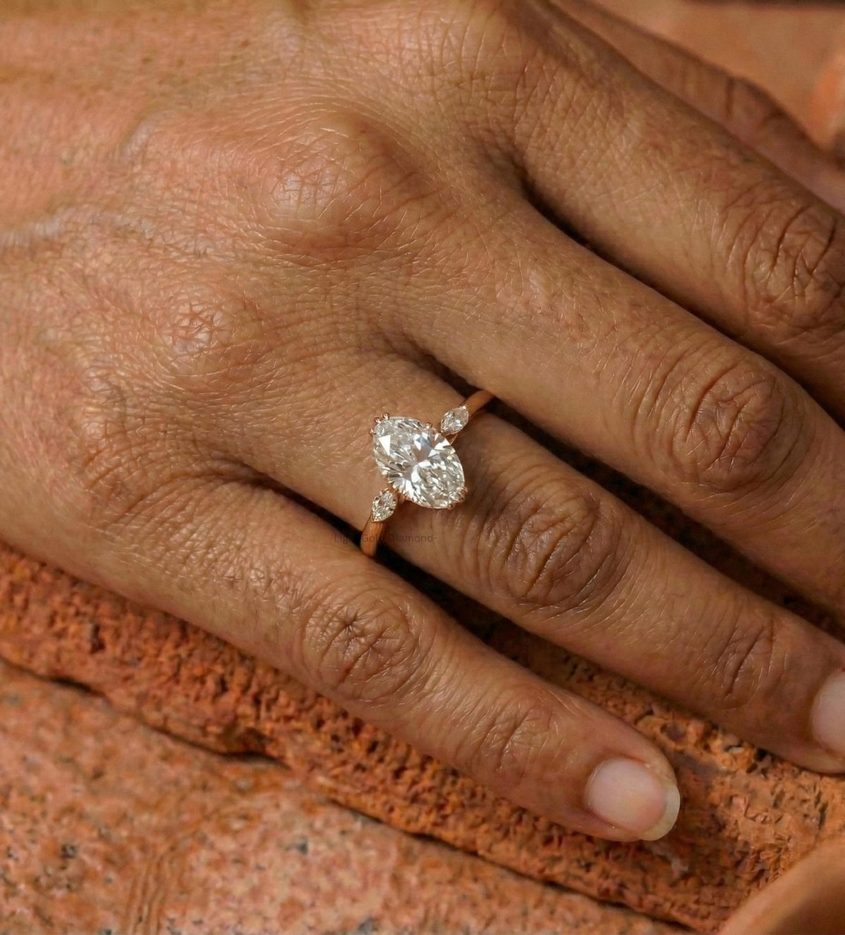 Old Mine Moval Cut Lab Grown Diamond Ring