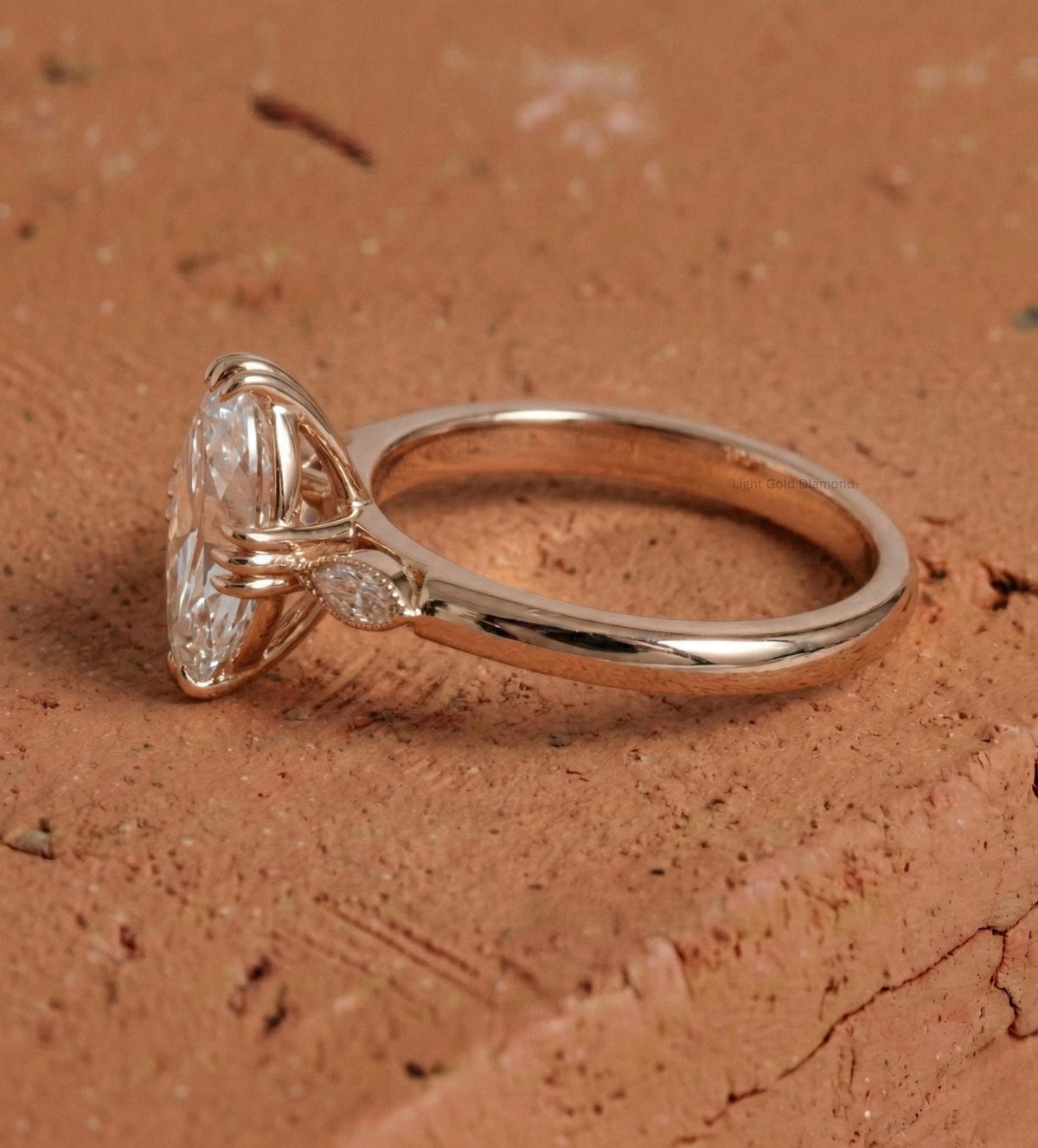 Old Mine Moval Cut Lab Grown Diamond Ring