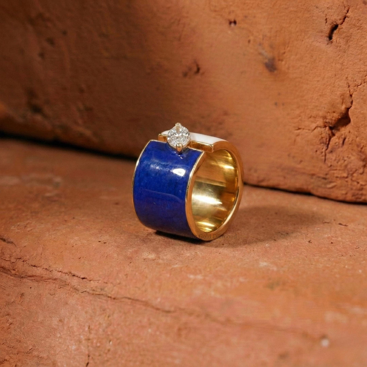 Marquise Cut Lab Grown Diamond Enamel Solitaire Ring