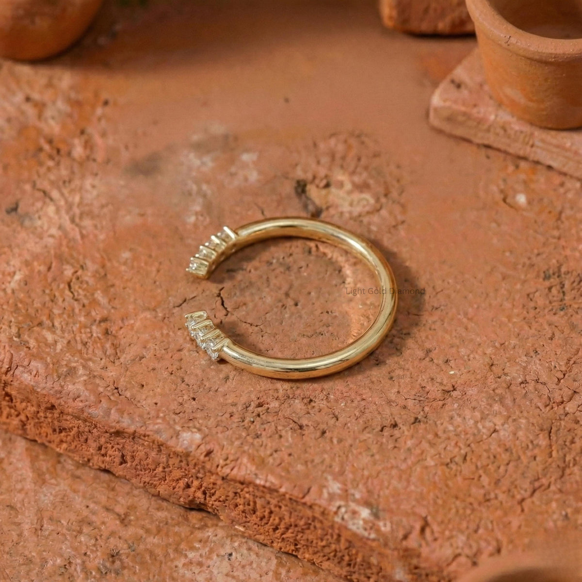 Round Lab Grown Diamond Open Gap Band