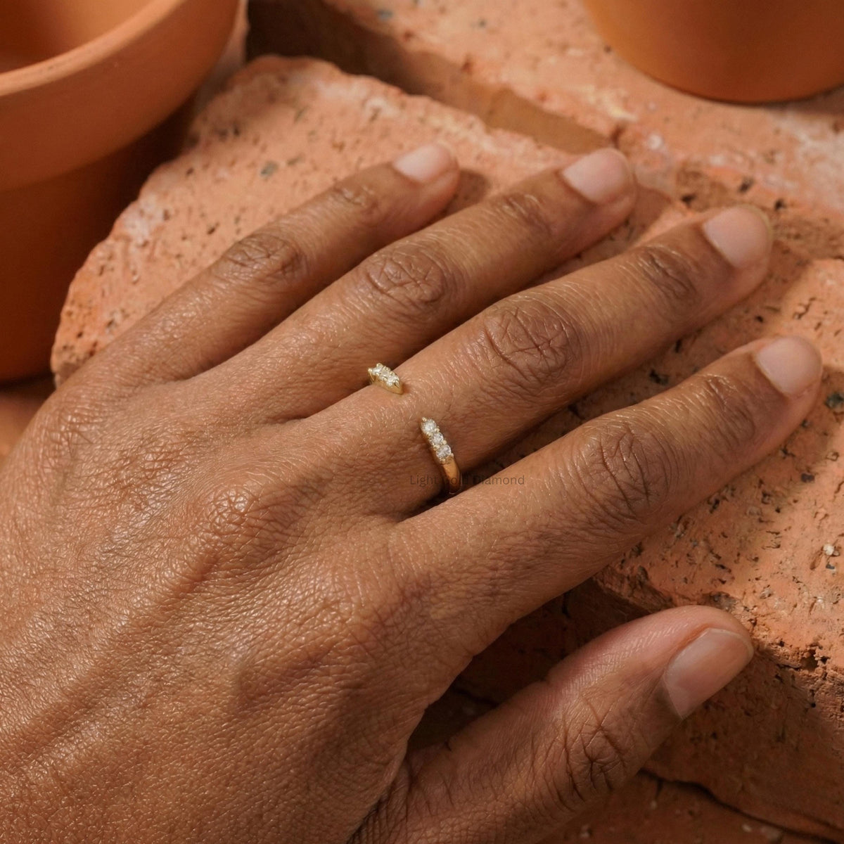 Round Lab Grown Diamond Open Gap Band