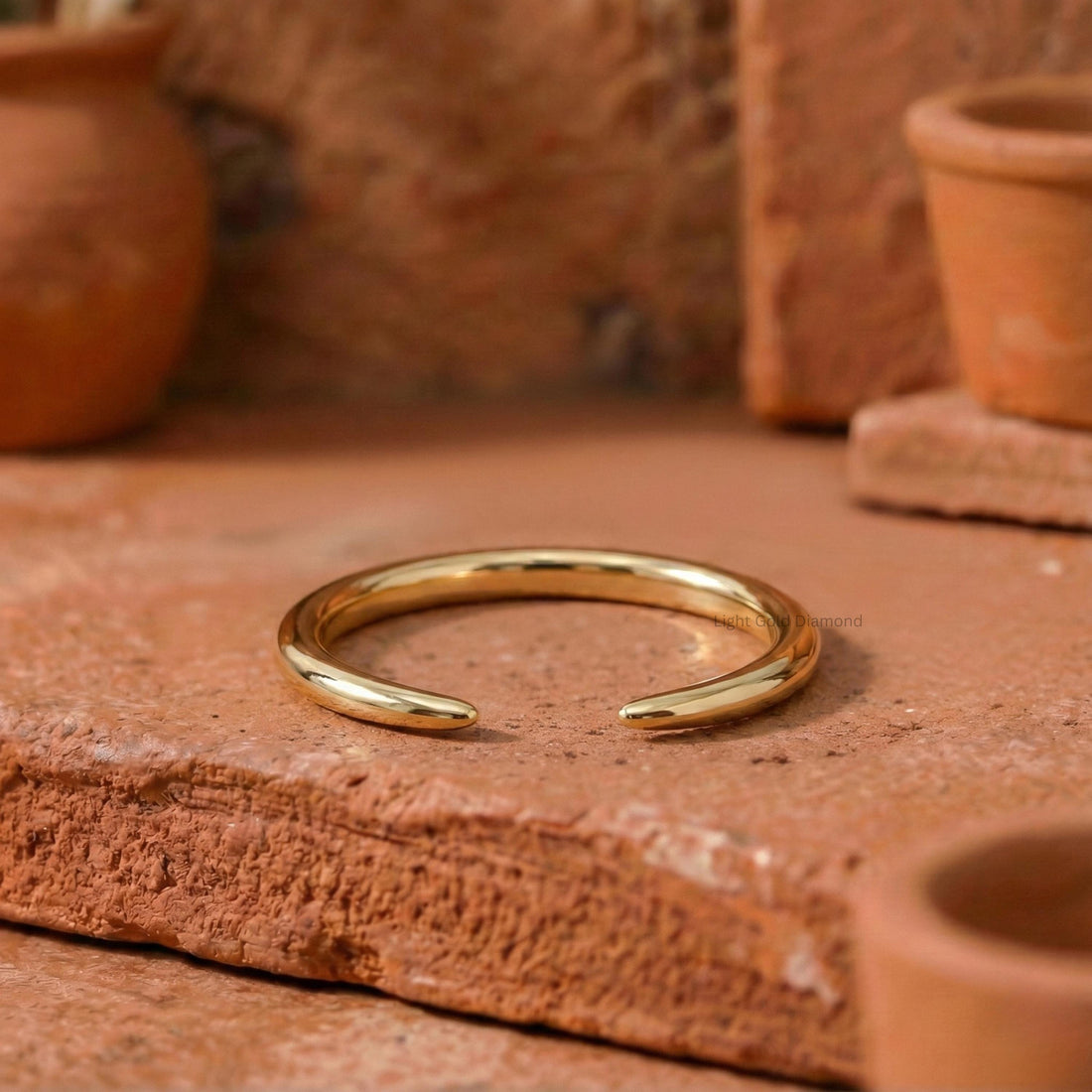 14k Gold Open Gap Band For Anniversary Gift
