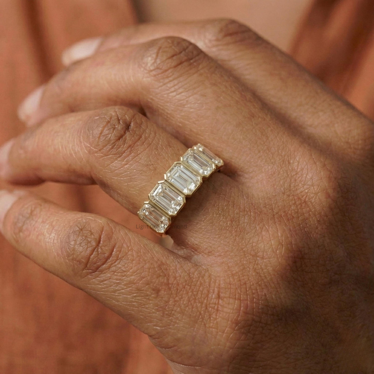 Emerald Cut Lab Grown Diamond Five Stone Band