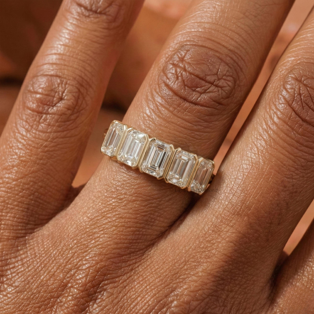 Emerald Cut Lab Grown Diamond Five Stone Band