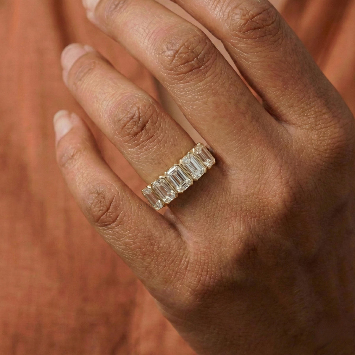 Emerald Cut Lab Grown Diamond Five Stone Band
