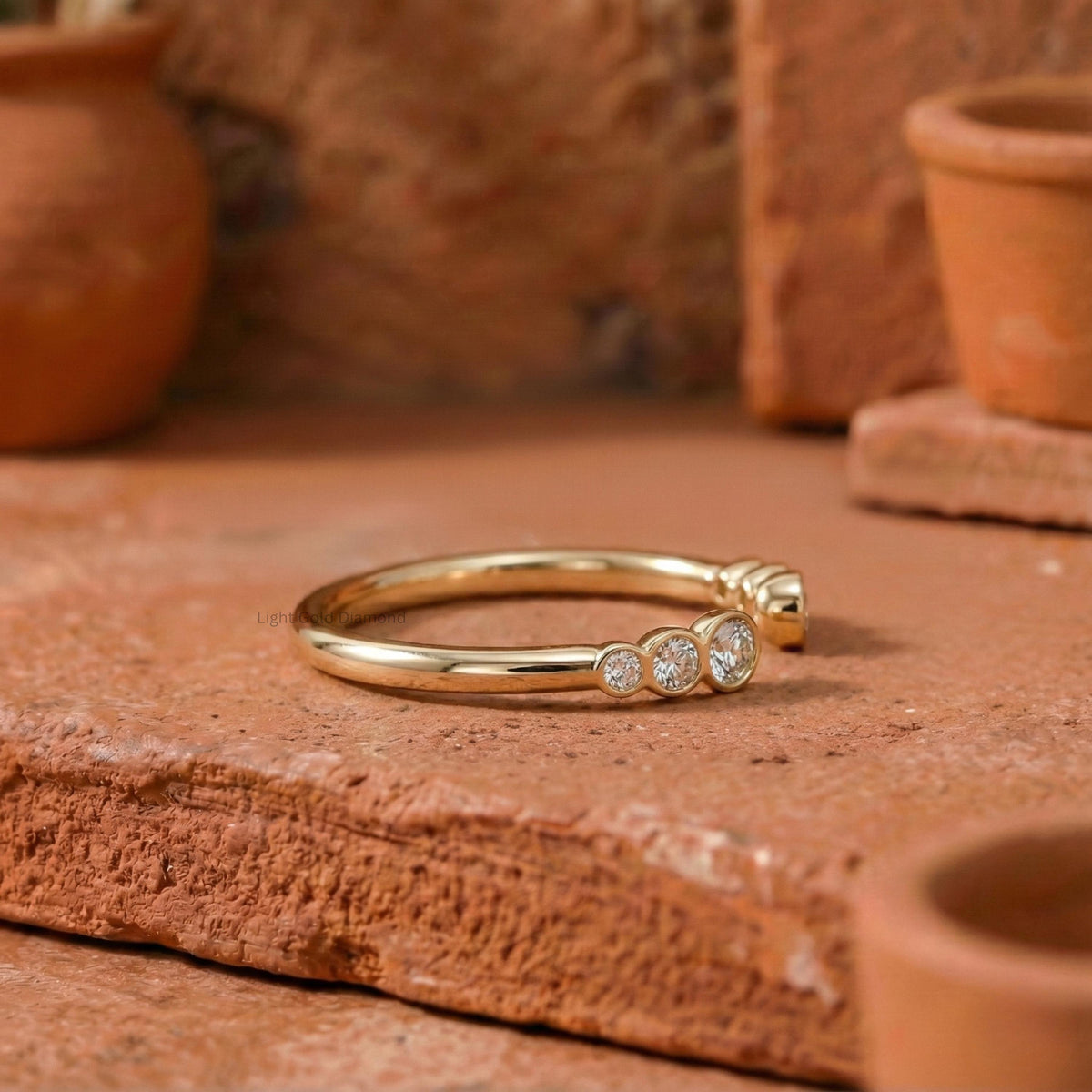 Round Cut Lab Grown Diamond Bezel Set Band For Gift