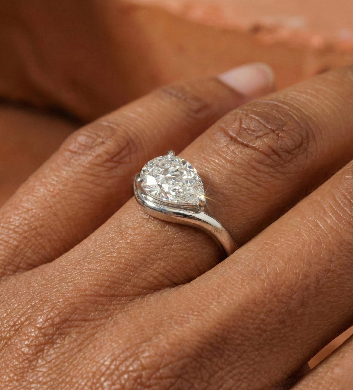 Pear Cut Lab Grown Diamond Engagement Ring