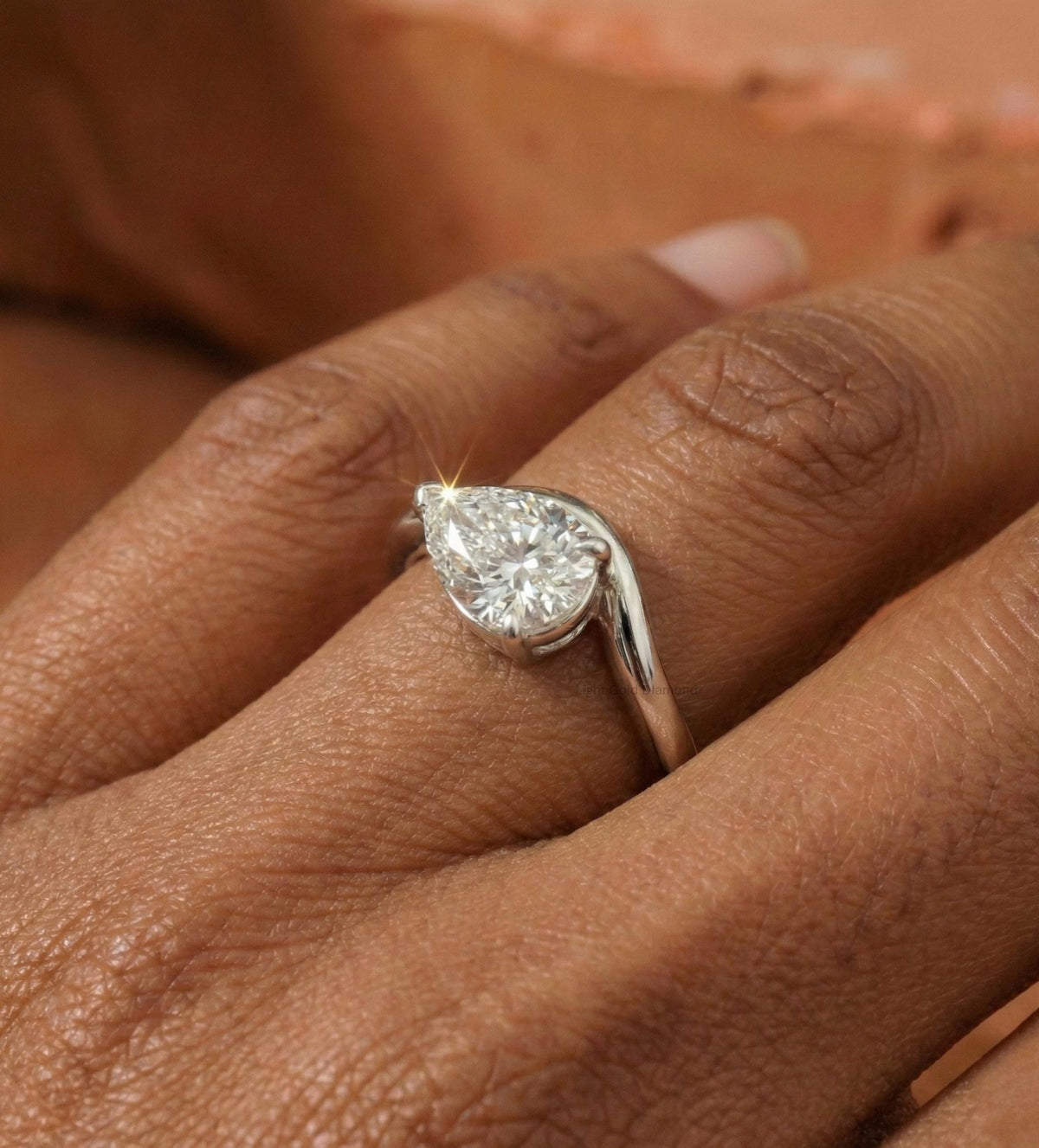 Pear Cut Lab Grown Diamond Engagement Ring