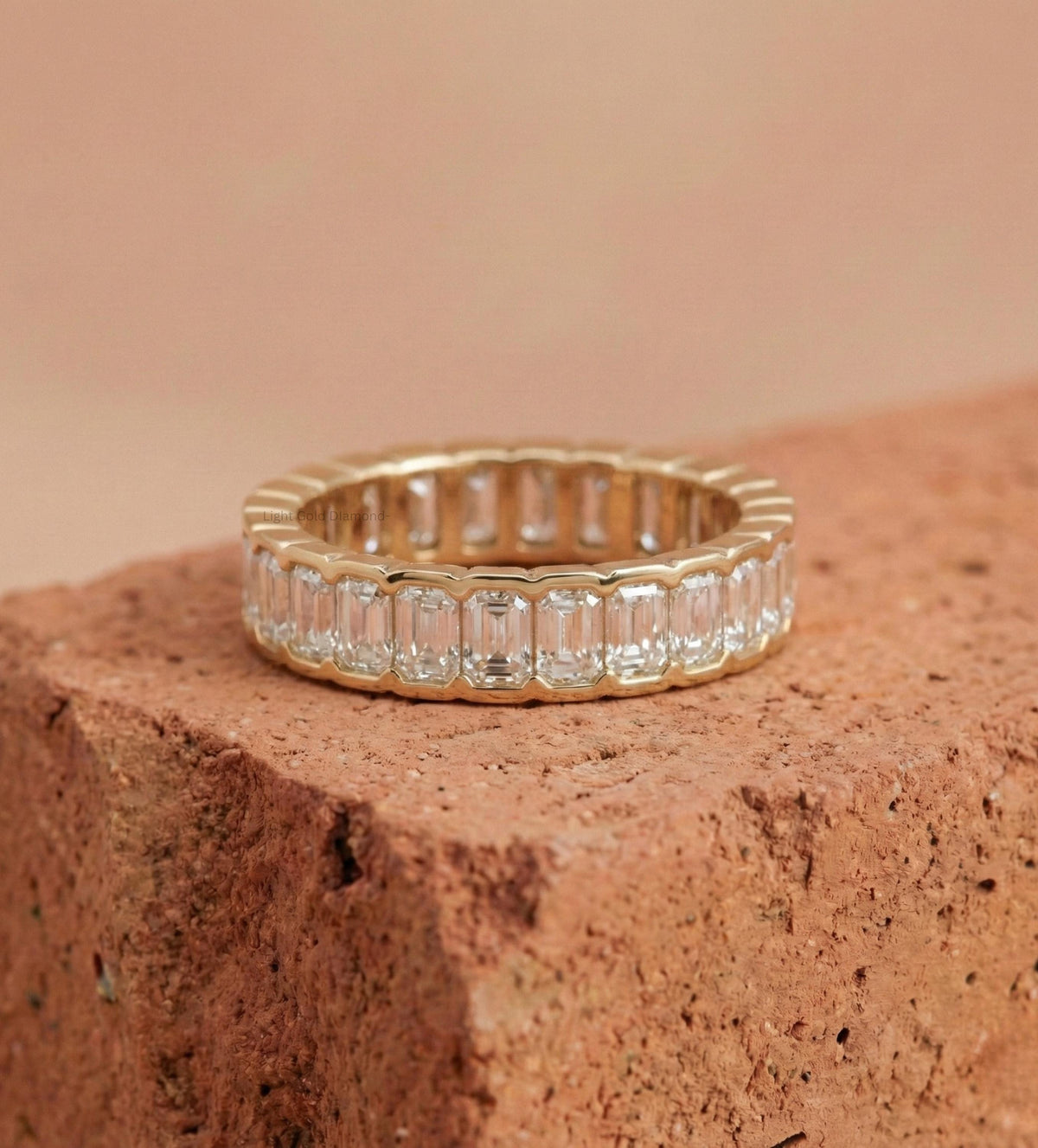 Emerald Cut Lab Grown Diamond Bezel Set Band