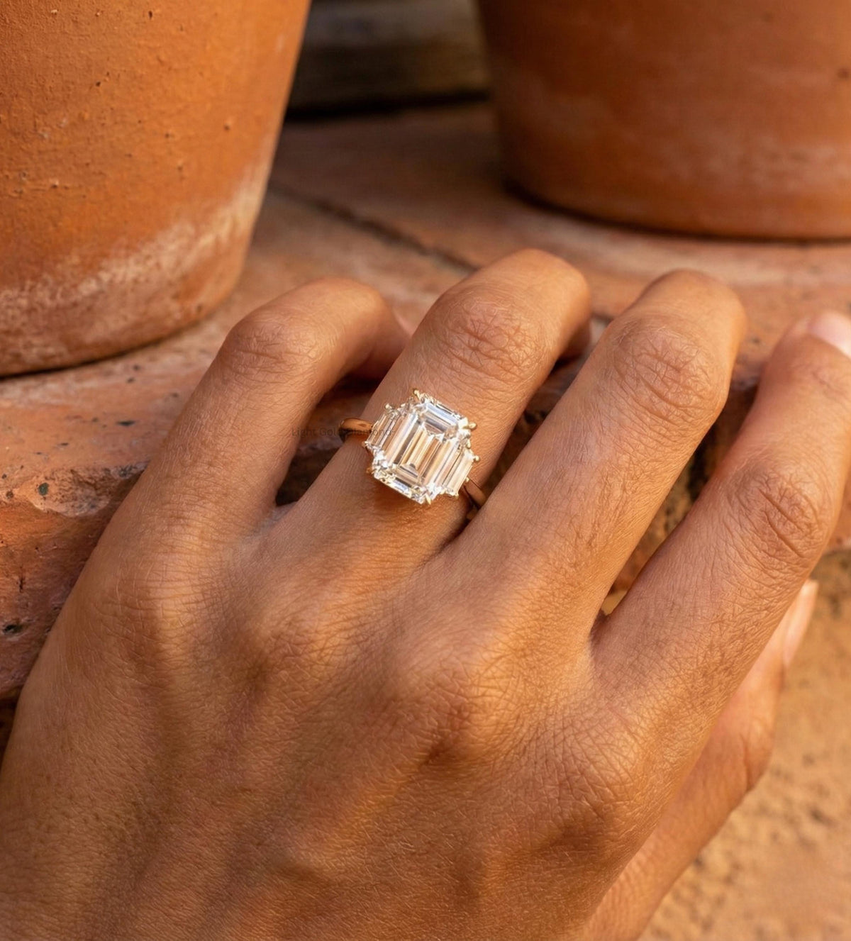 Emerald Cut Lab Grown Diamond Engagement Ring
