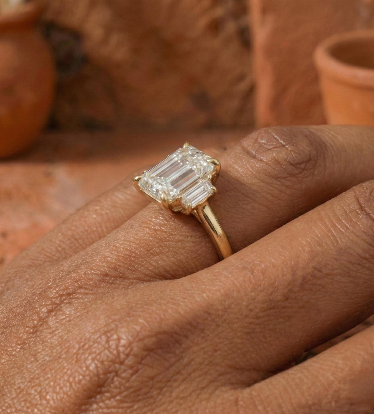 Emerald Cut Lab Grown Diamond Engagement Ring