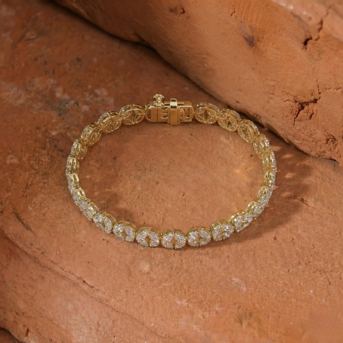 14K Yellow Gold Marquise Lab Grown Diamond Bracelet