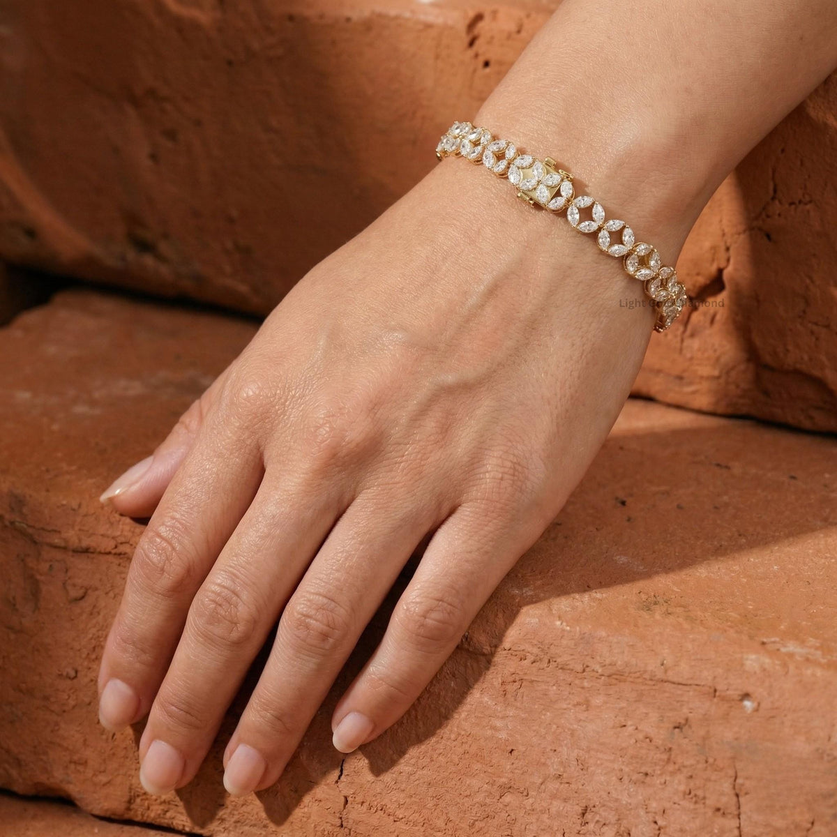 14K Yellow Gold Marquise Lab Grown Diamond Bracelet