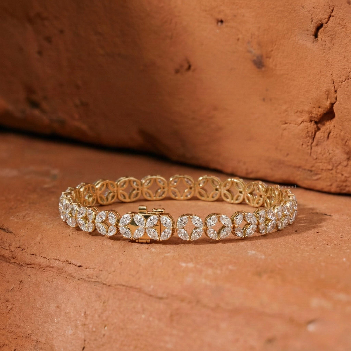 14K Yellow Gold Marquise Lab Grown Diamond Bracelet