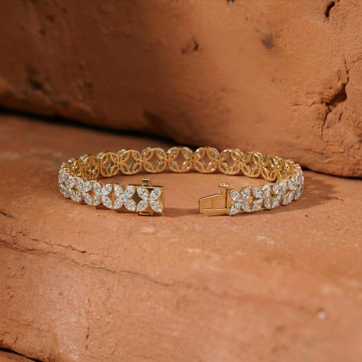 14K Yellow Gold Marquise Lab Grown Diamond Bracelet