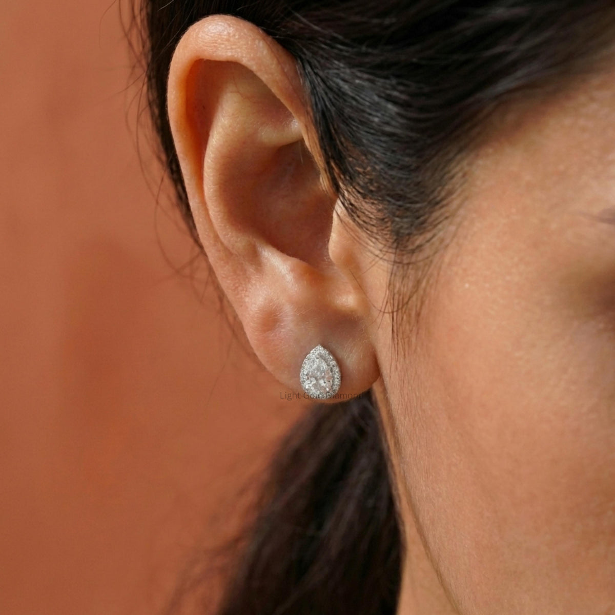 Pear Diamond Halo Earrings