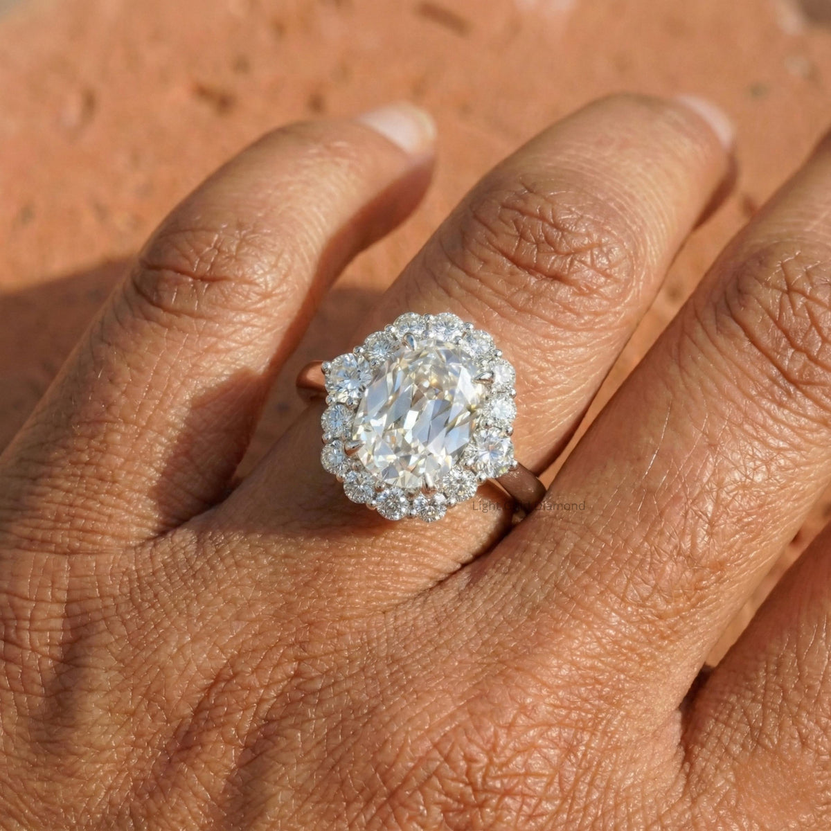 Old Mine Cushion Cut Lab Grown Diamond Halo Ring