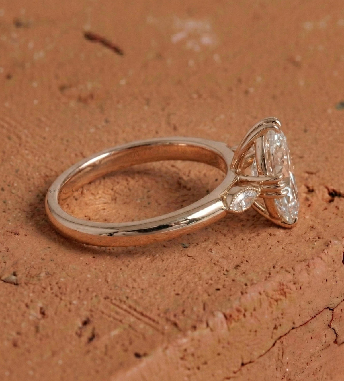 Old Mine Moval Cut Lab Grown Diamond Ring