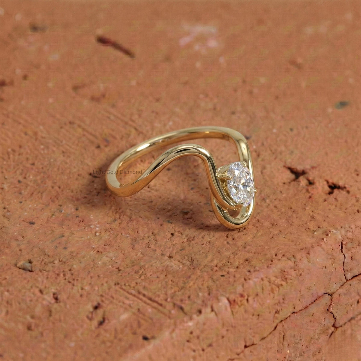 Oval Lab Grown Diamond Wave Band Ring