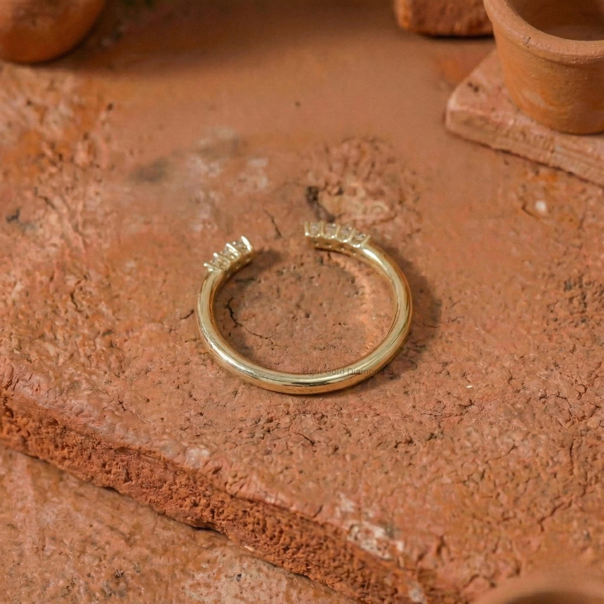 Round Lab Grown Diamond Open Gap Band