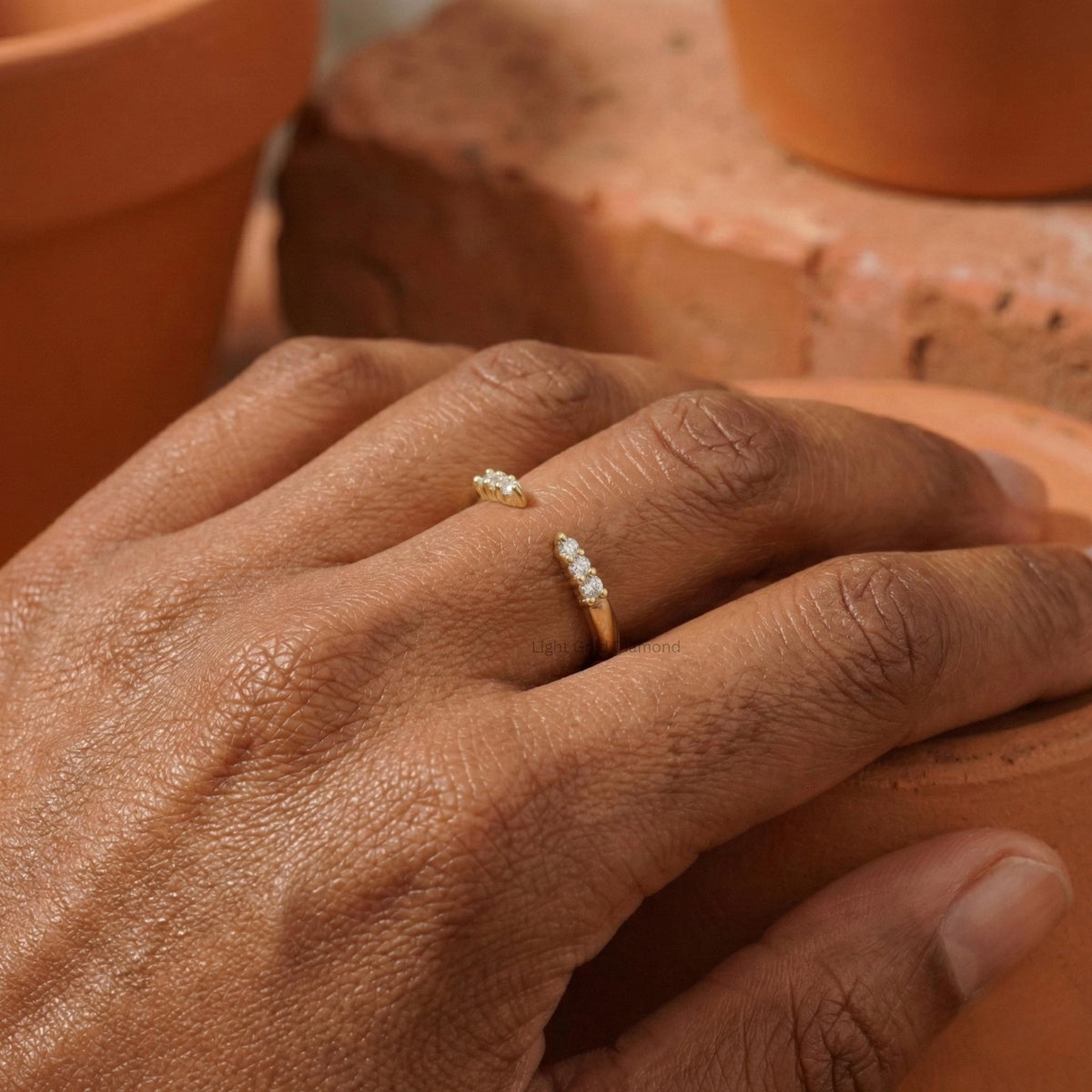 Round Lab Grown Diamond Open Gap Band