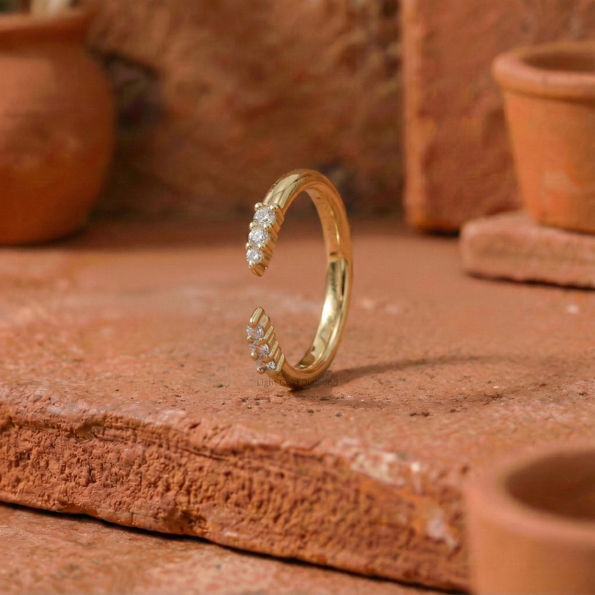 Round Lab Grown Diamond Open Gap Band