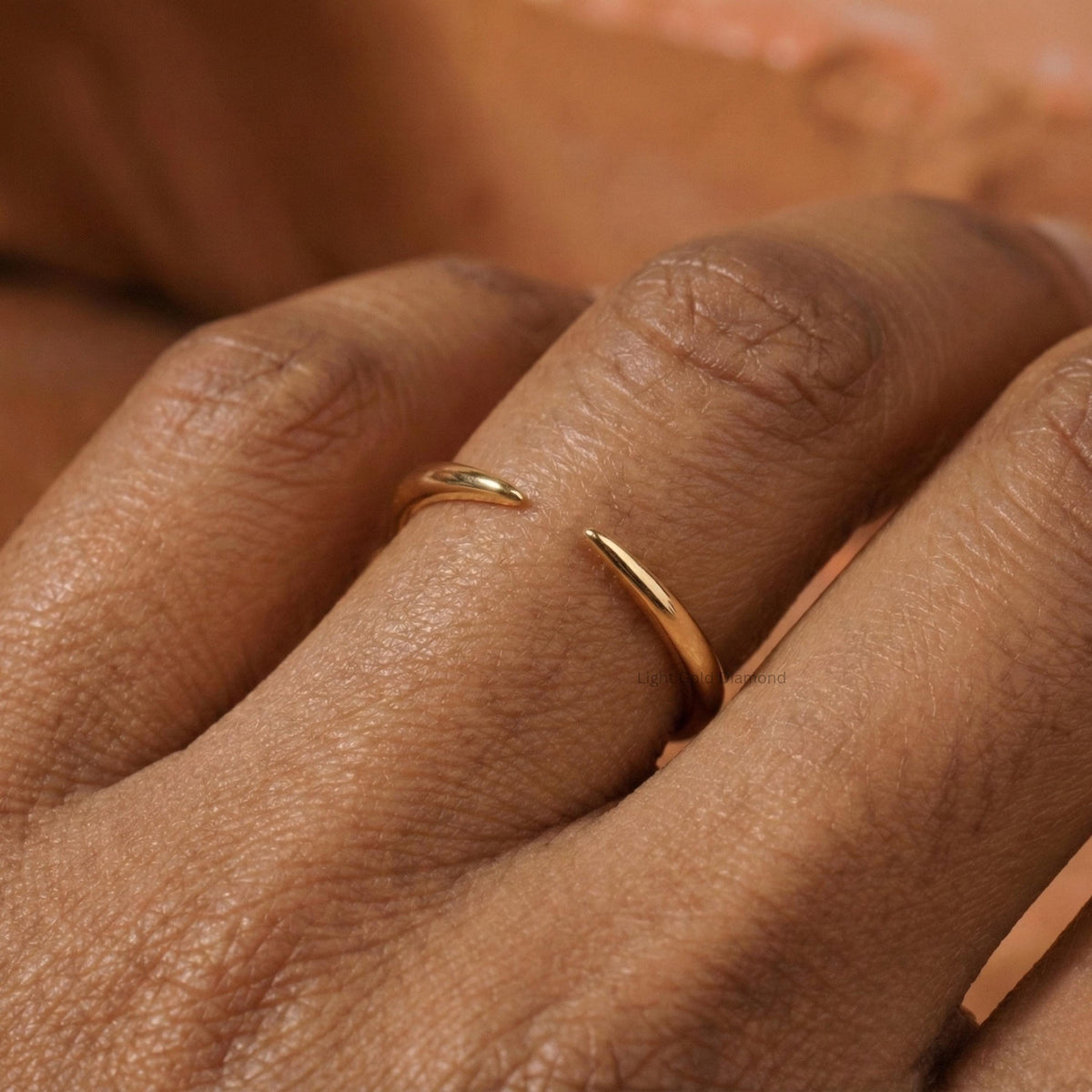 14k Gold Open Gap Band For Anniversary Gift