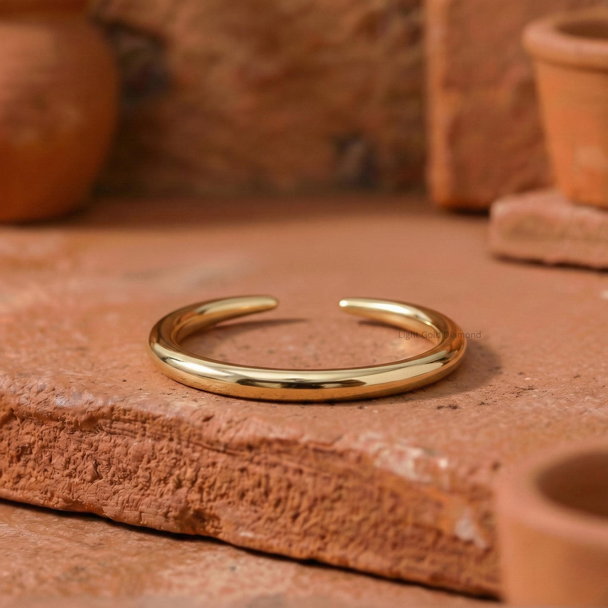 14k Gold Open Gap Band For Anniversary Gift