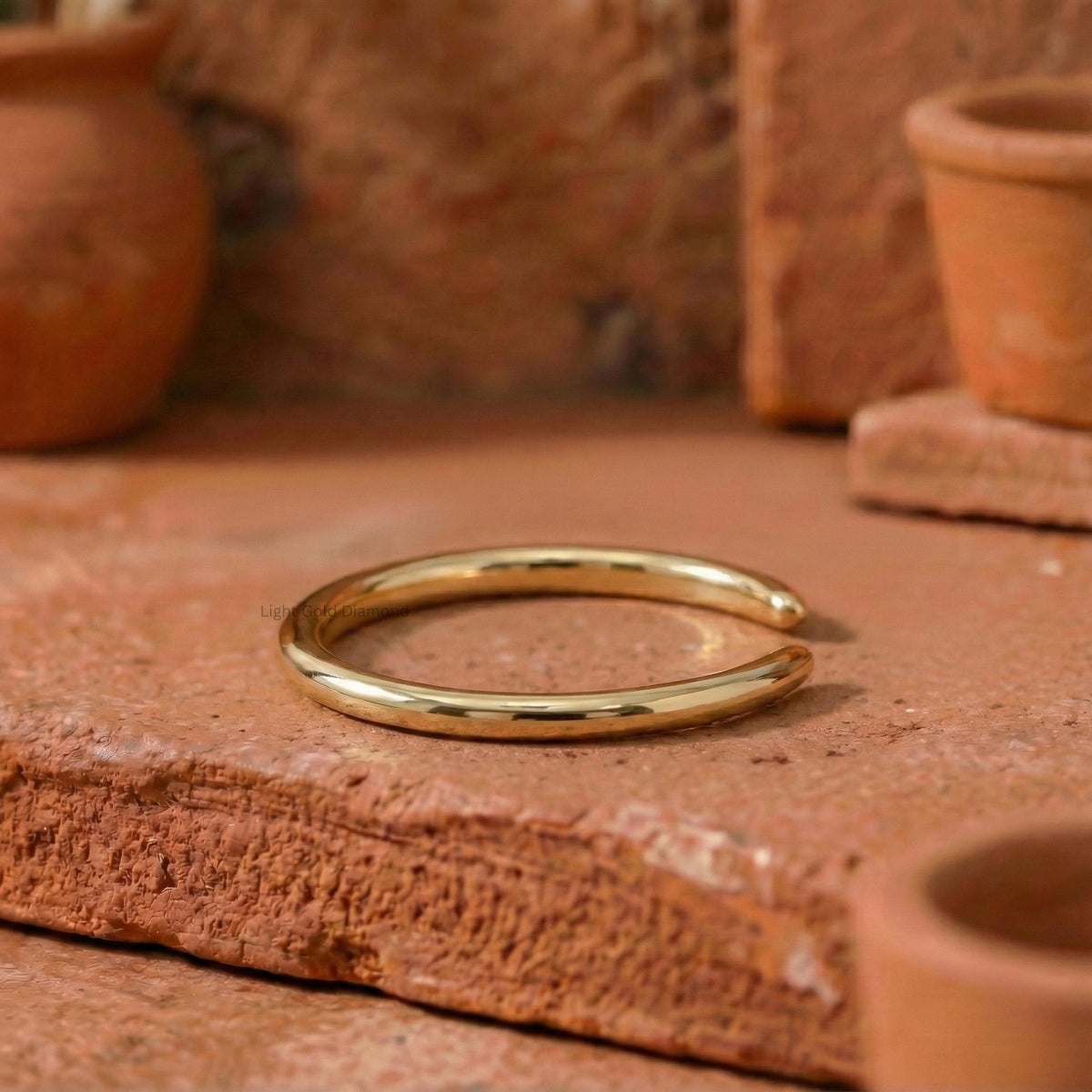 14k Gold Open Gap Band For Anniversary Gift