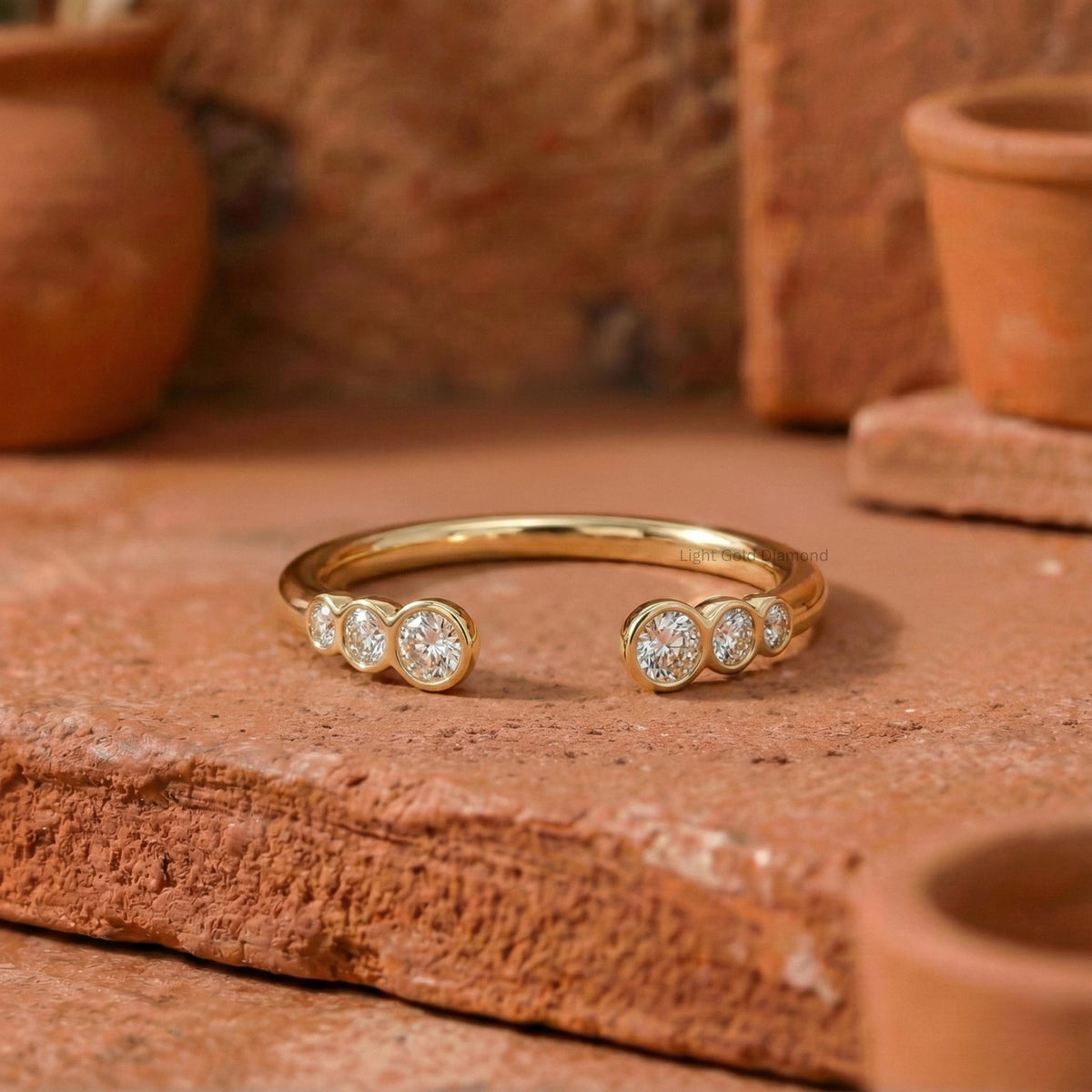Round Cut Lab Grown Diamond Bezel Set Band For Gift