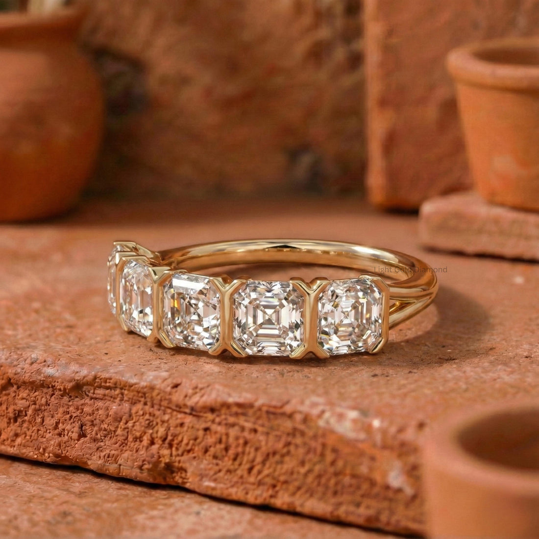 Asscher Cut Lab Grown Diamond Band