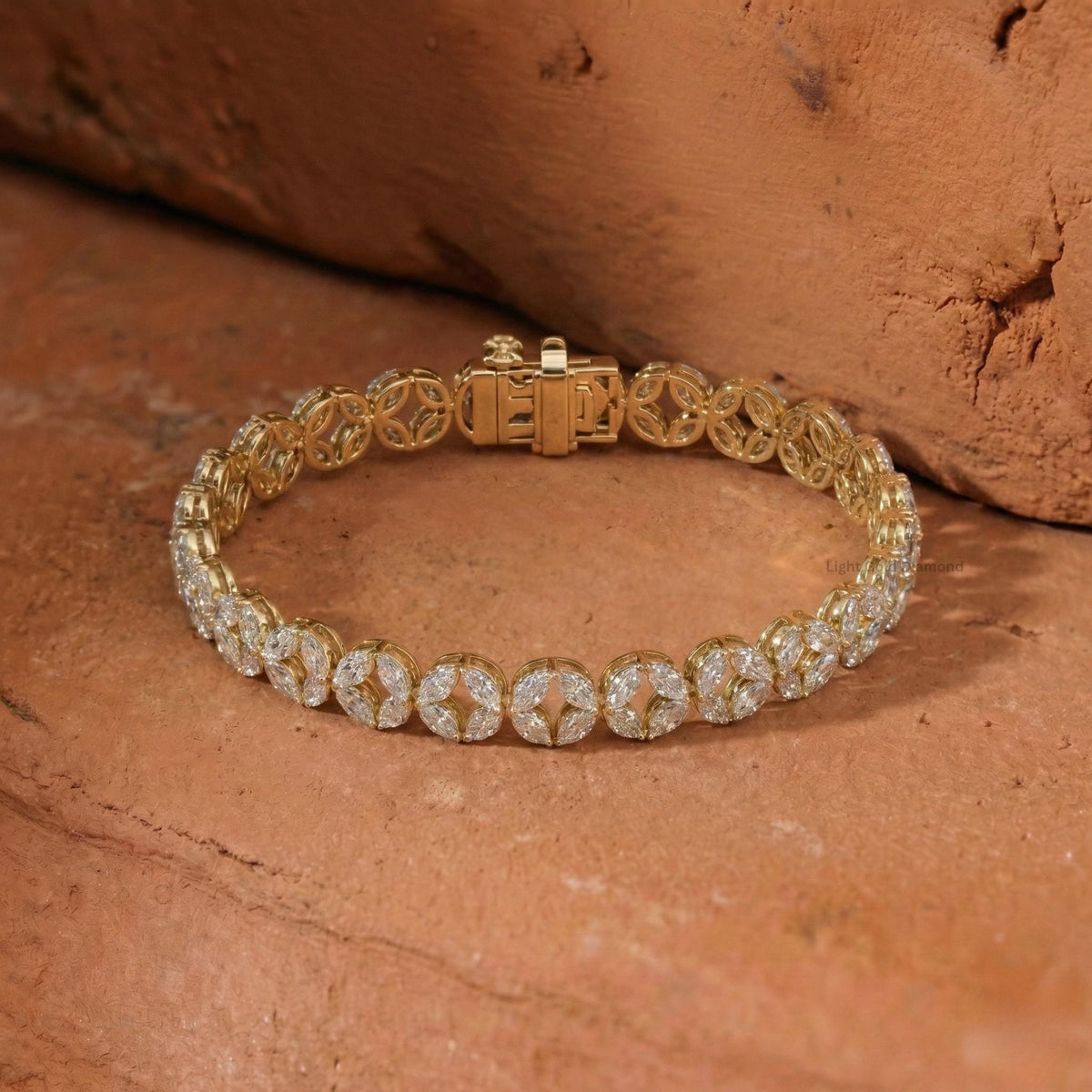 14K Yellow Gold Marquise Lab Grown Diamond Bracelet