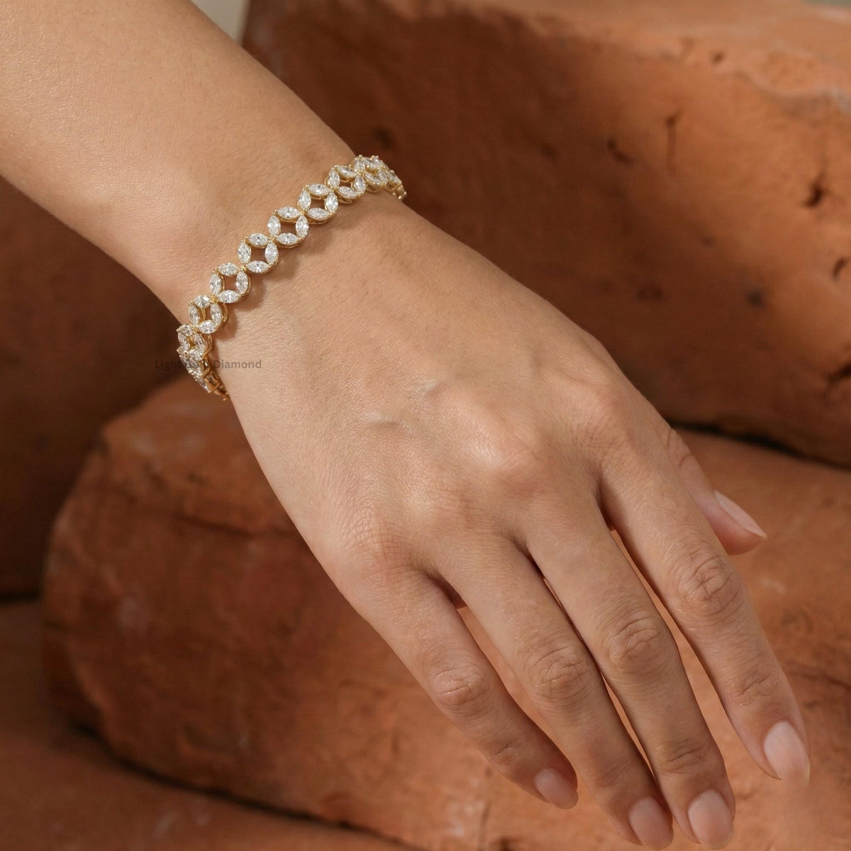 14K Yellow Gold Marquise Lab Grown Diamond Bracelet