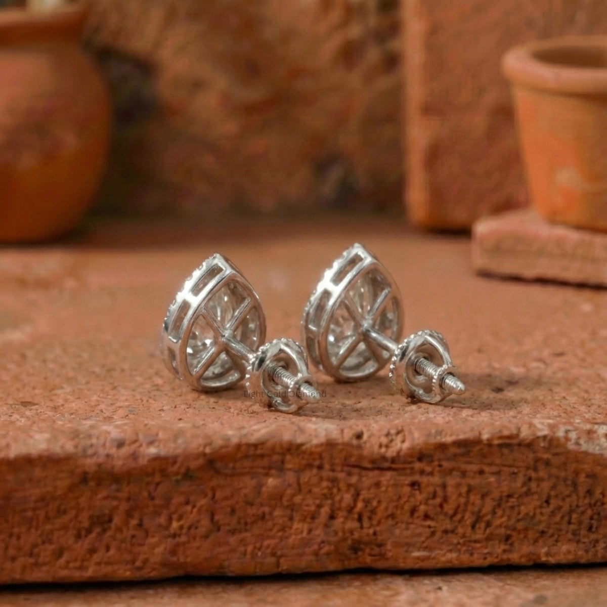 Pear Diamond Halo Earrings