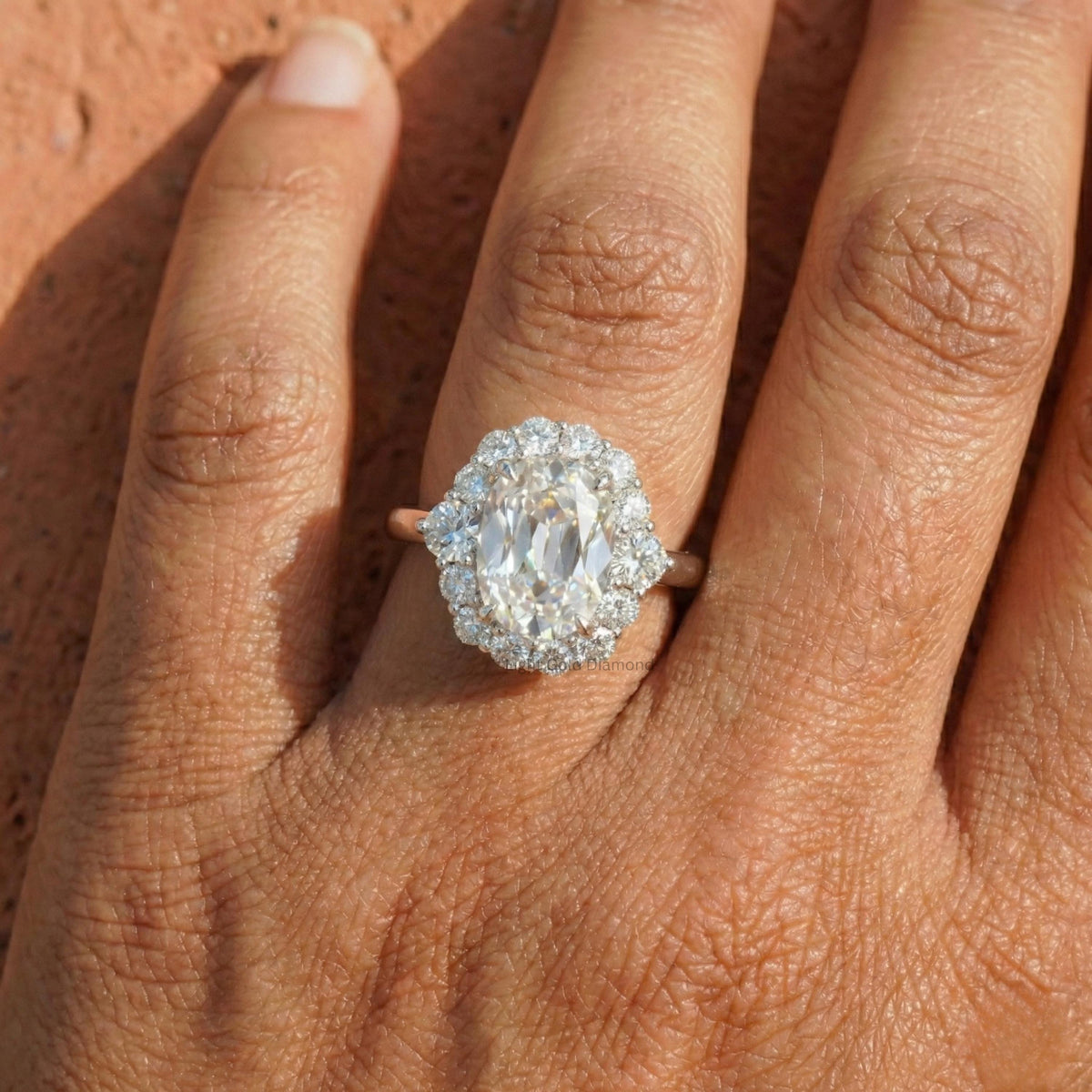 Old Mine Cushion Cut Lab Grown Diamond Halo Ring
