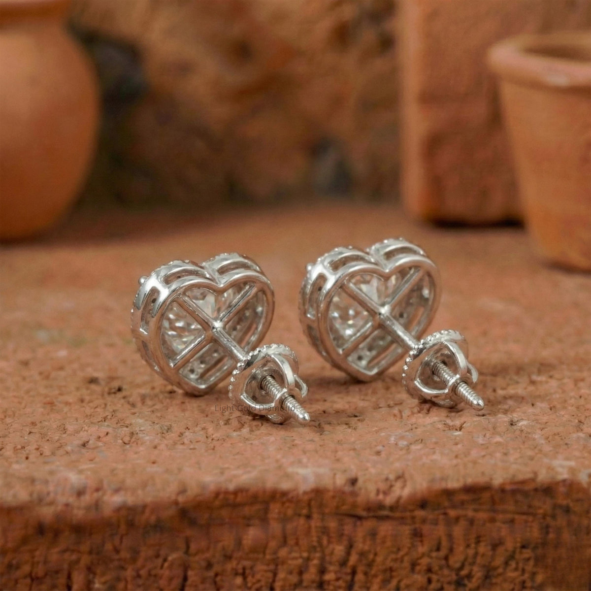 Lab Grown Heart Diamond Halo Stud Earring