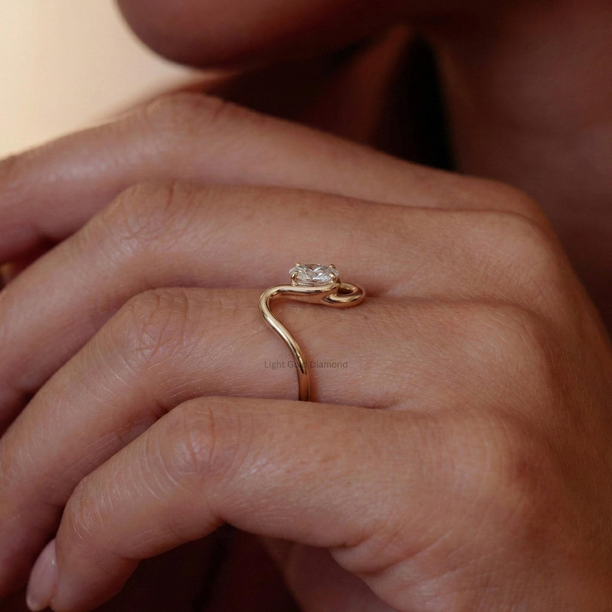 Oval Lab Grown Diamond Wave Band Ring