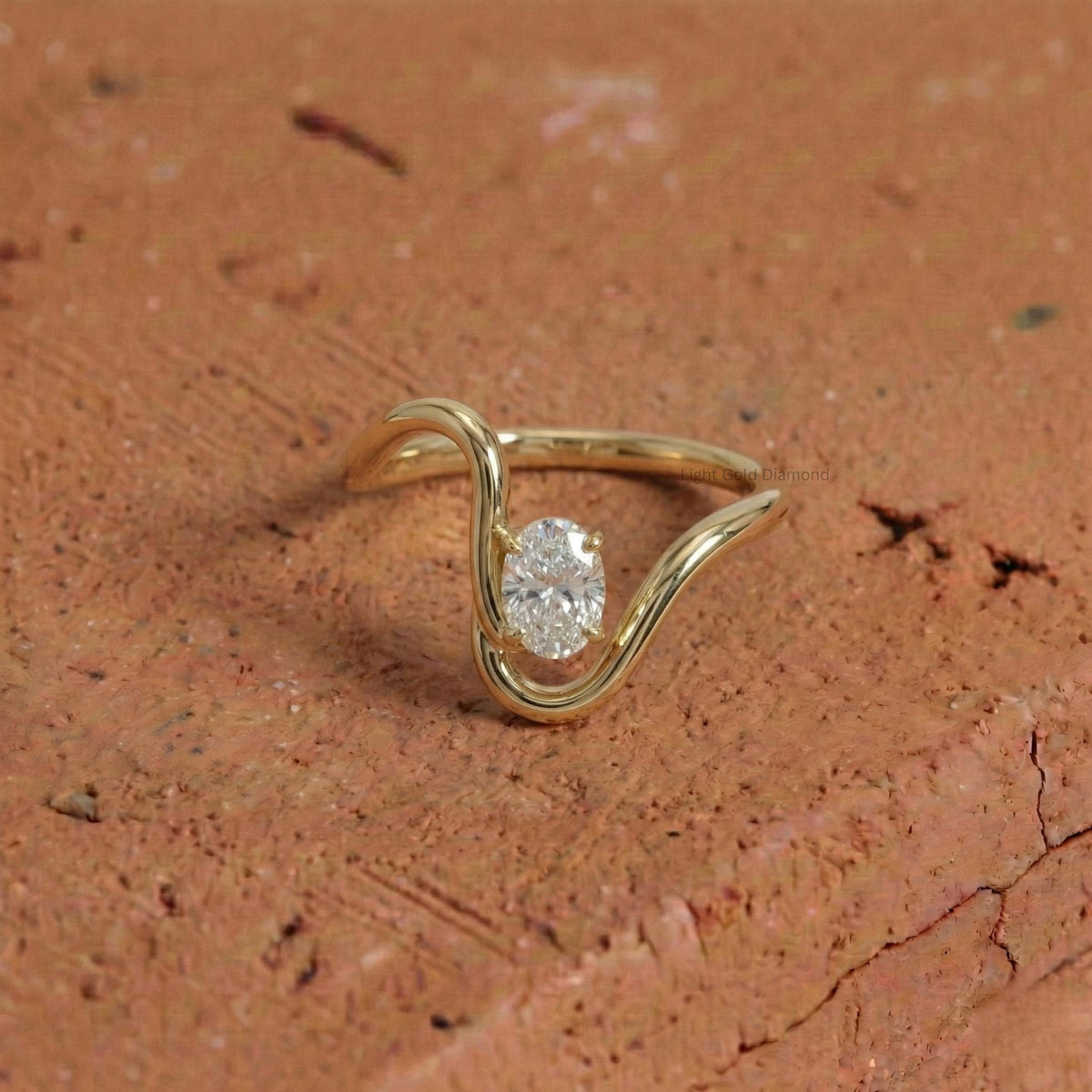 Oval Lab Grown Diamond Wave Band Ring