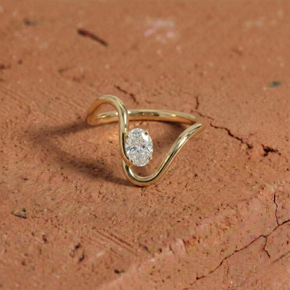 Oval Lab Grown Diamond Wave Band Ring