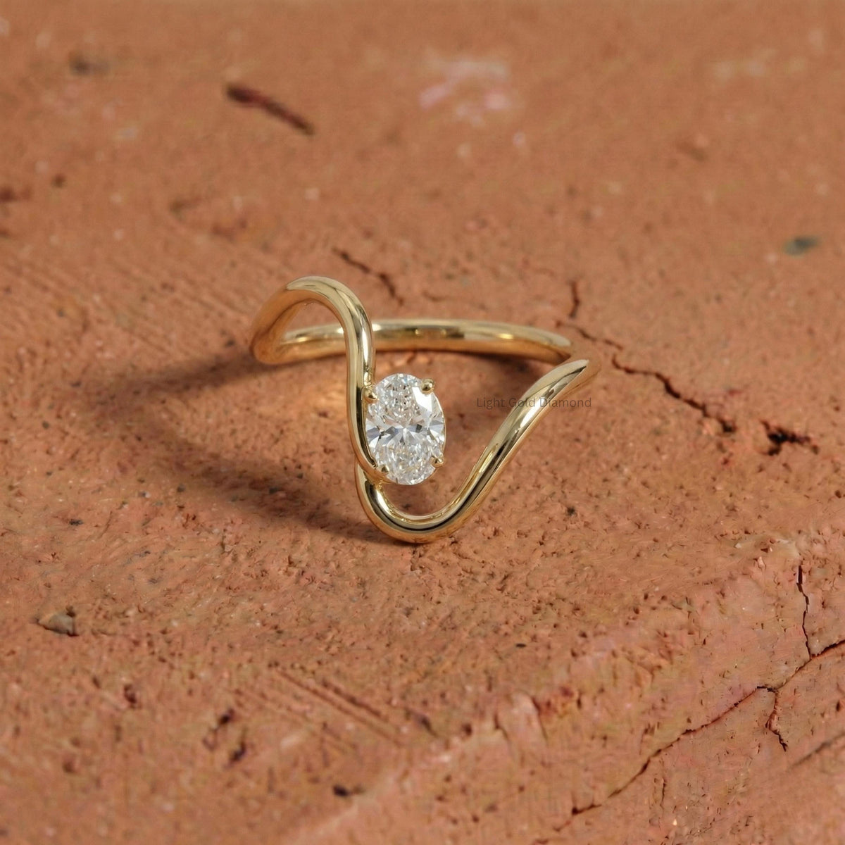 Oval Lab Grown Diamond Wave Band Ring
