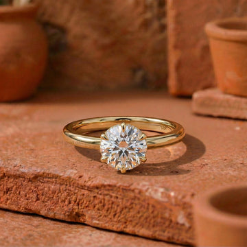 Round Cut Lab Grown Diamond Hidden Halo Engagement Ring