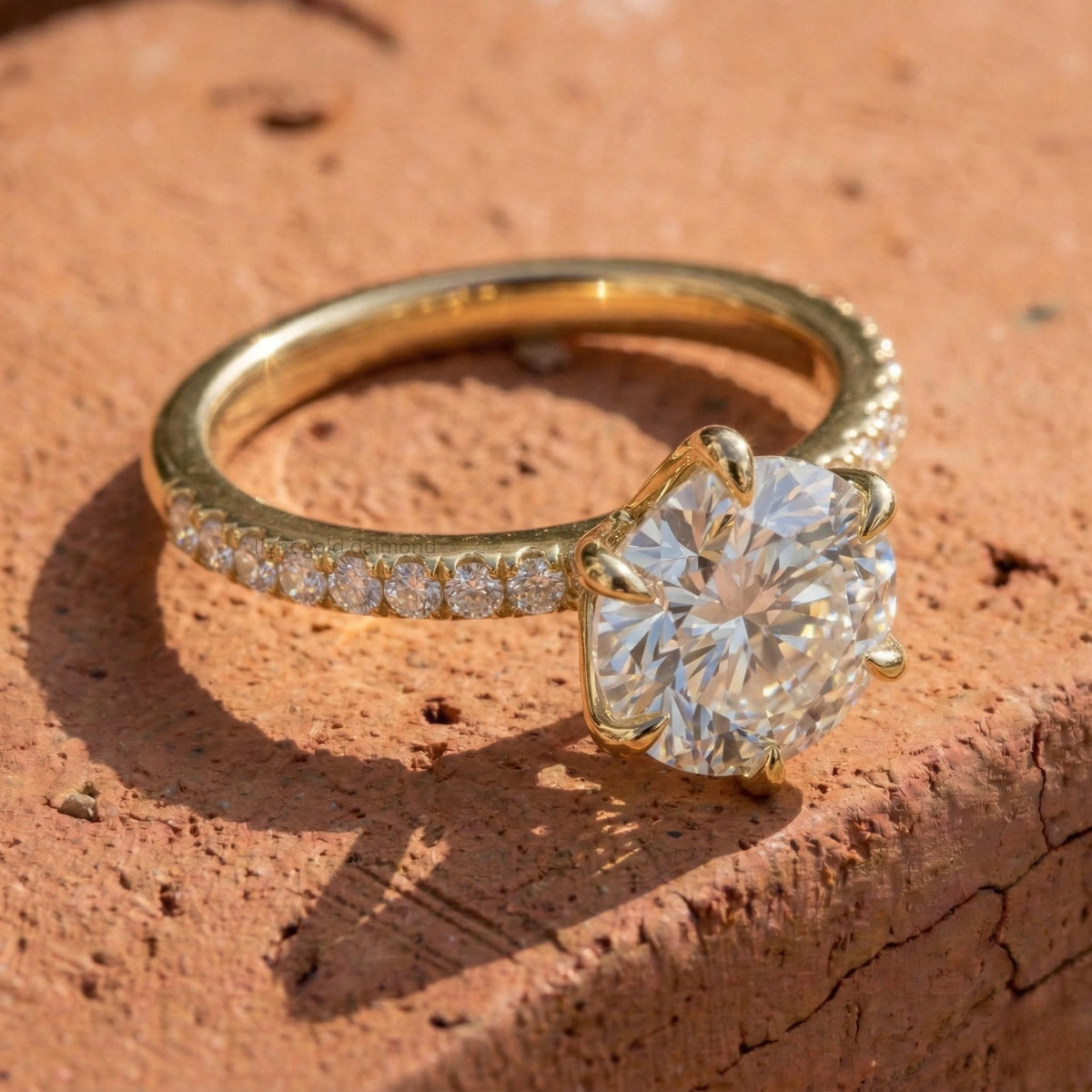 Lab Grown Round Diamond Accent Engagement Ring
