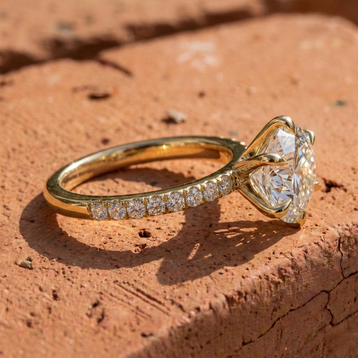 Lab Grown Round Diamond Accent Engagement Ring