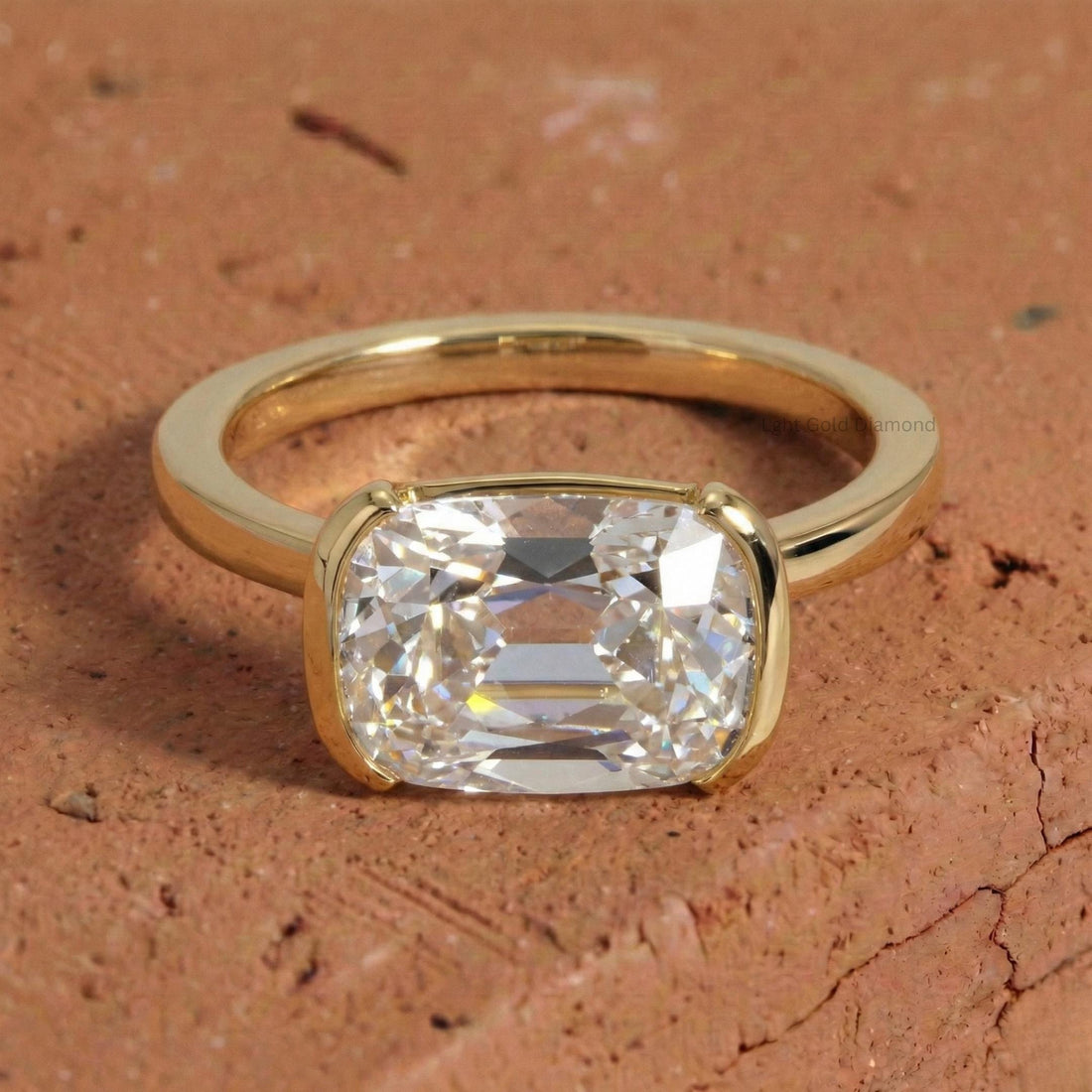 Old Mine Cushion Cut Lab Grown Diamond Engagement Ring