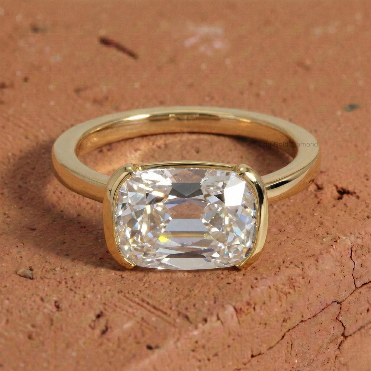 Old Mine Cushion Cut Lab Grown Diamond Engagement Ring