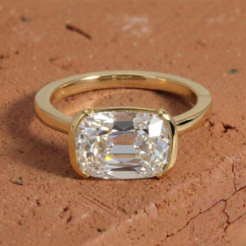 Old Mine Cushion Cut Lab Grown Diamond Engagement Ring