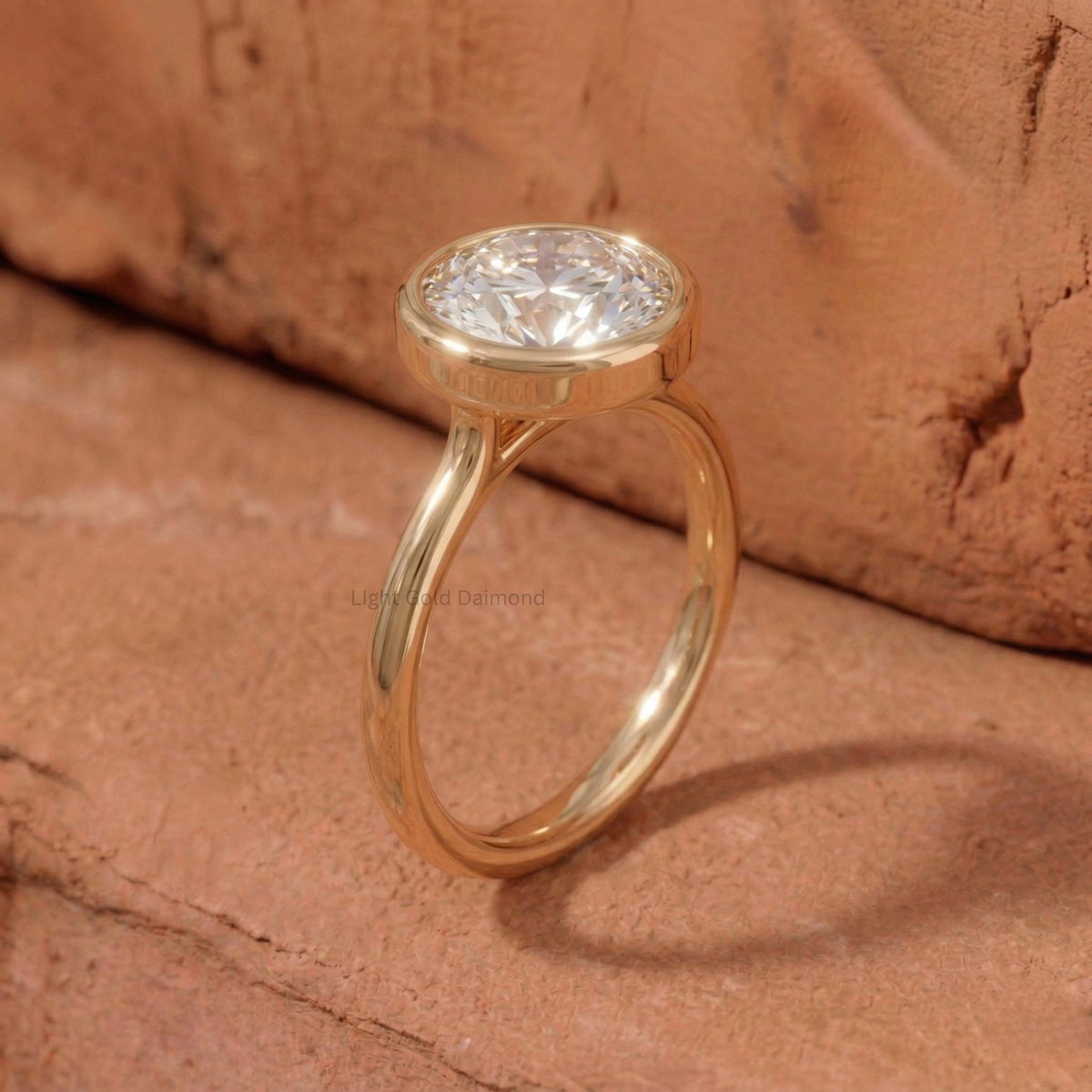 Round Cut Lab Grown Diamond Bezel Solitaire Ring